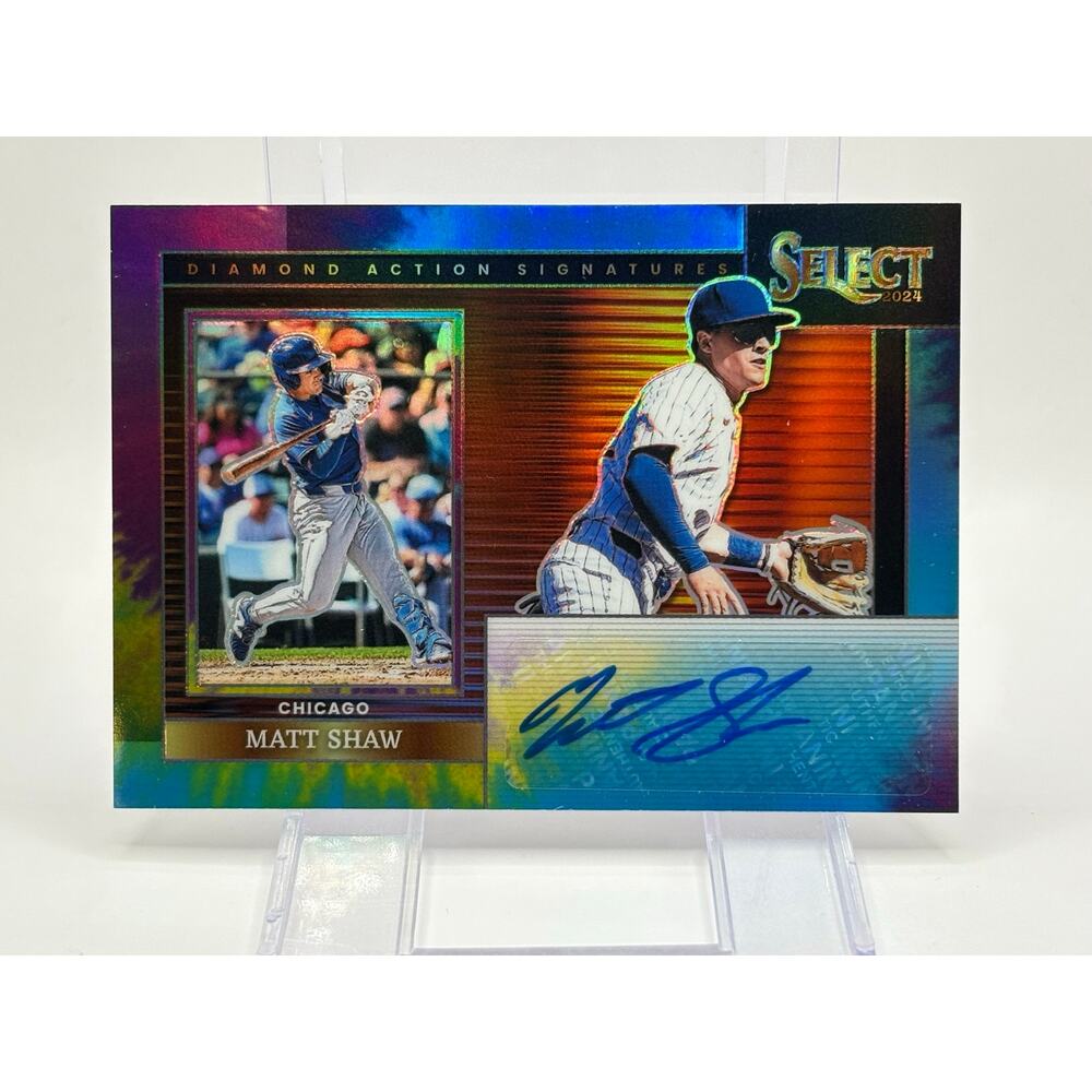 2025 Panini Select Matt Shaw Diamond Action Tie-Dye Prizm Auto 3/25 SP Cubs